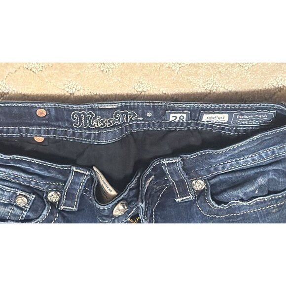 Miss Me Jeans Women 28x31 Boot Cut Bling Sequin Cross Pocket - Picture 4 of 5